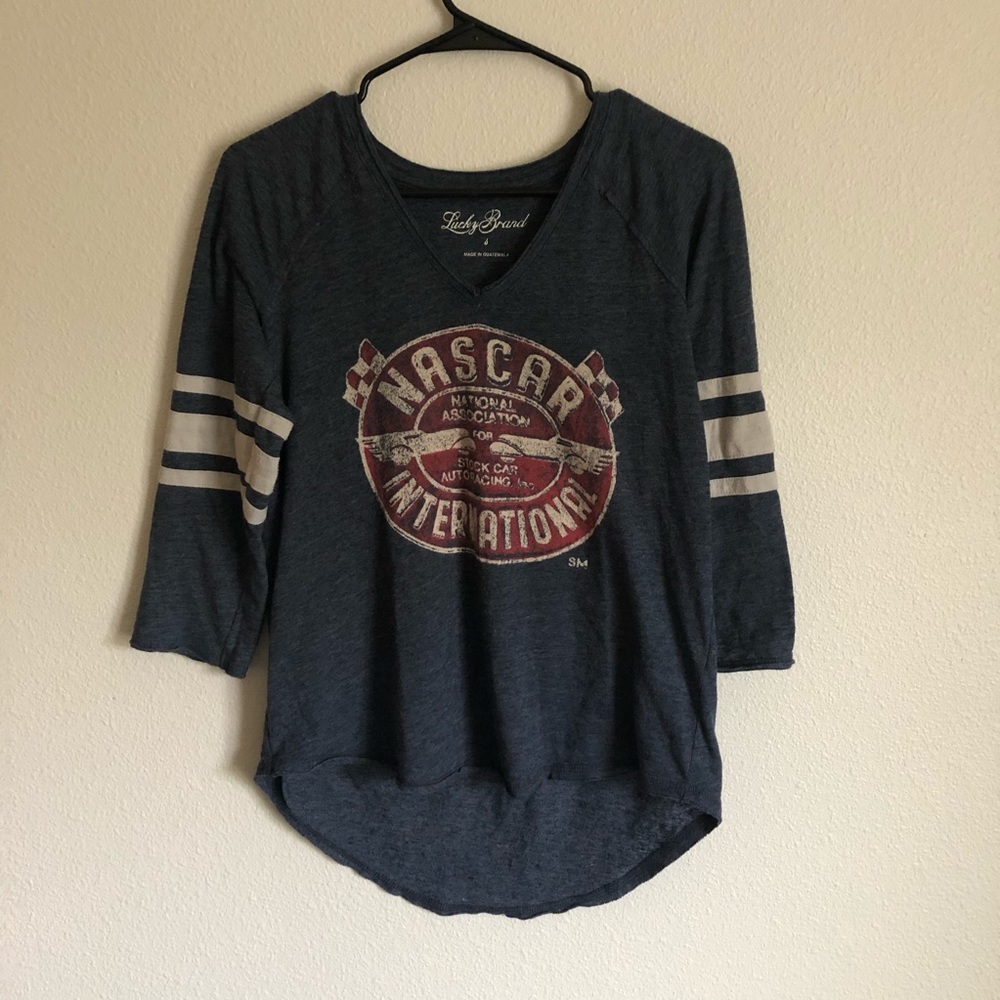Blue 3 quarter length sleeve top